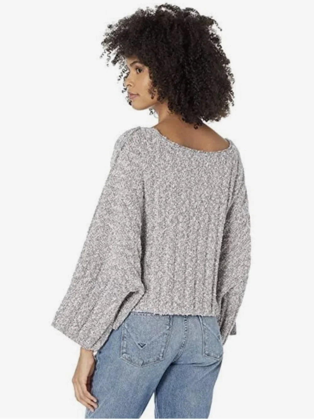 Free People Size Medium Good Day Pullover Sweater Charcoal Knit Oversized